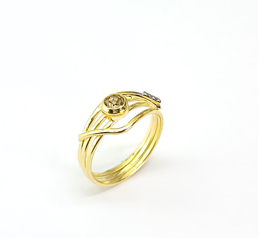 Anel Folheado em Ouro Amarelo