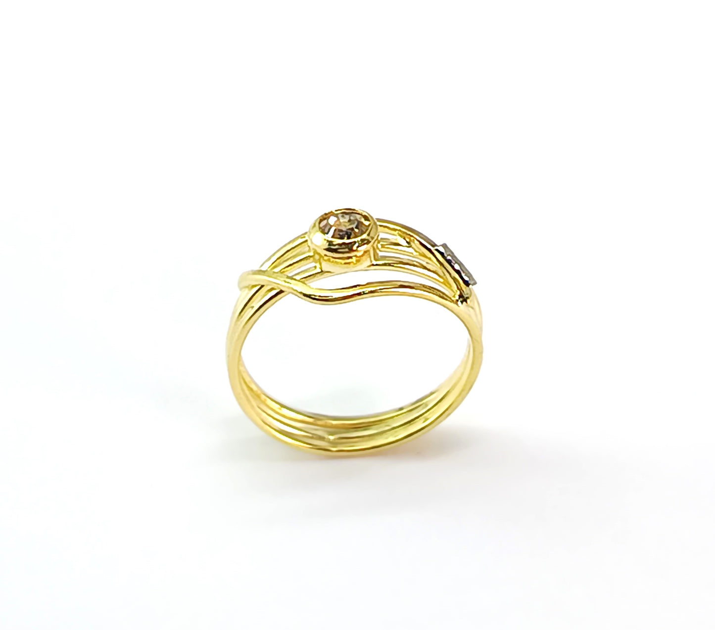 Anel Folheado em Ouro Amarelo